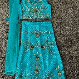 Kids Light Blue Indian Lengha